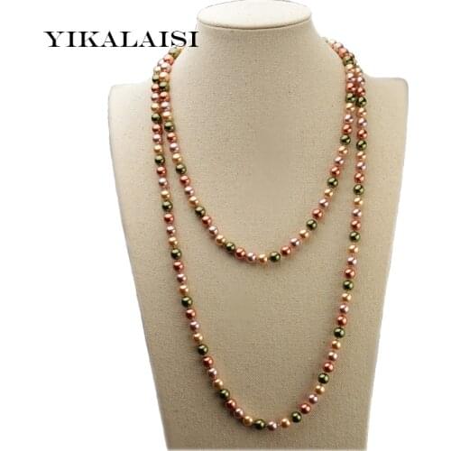 YIKALAISI Long Multilayer Pearl Necklace Mother Pearl Shellfish Necklaces Women Accessories Statement Necklace Jewelry For Women