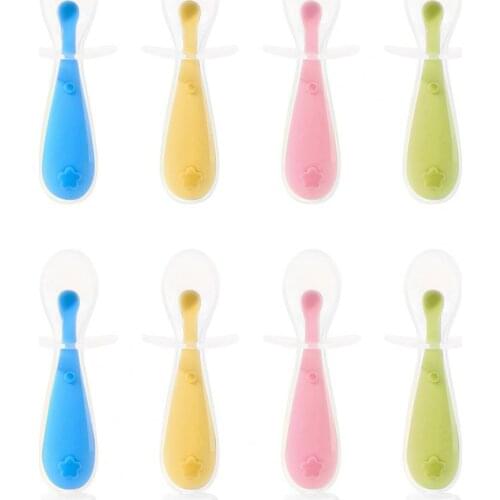 Infant Spoon Ergonomic Design Portable Food Grade Silicone Baby Dining Tableware Children Dinnerware Toddler Feeding Spoons