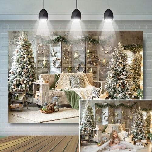 Sofa Christmas Tree Backdrop Kids Baby Portrait Living Room Banner Tree Child Family Photocall Festival Props Girl Photostudio