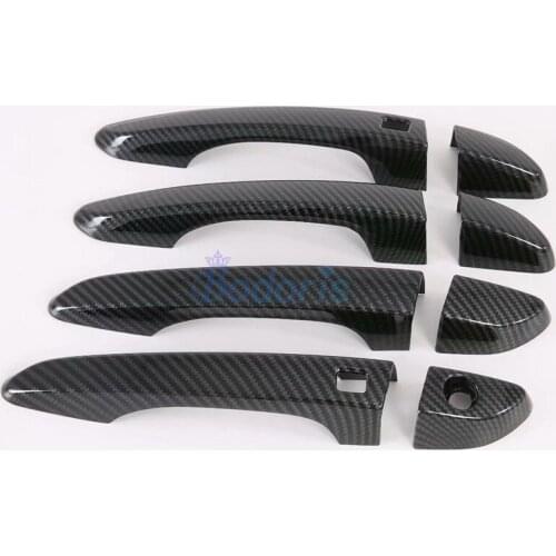 For Hyundai Tucson 2015 2016 2017 2018 2019 2020 Carbon Fiber Color Door Handle Cover With Smart Hole Grab Holder Trim Accessory