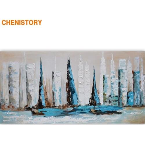 CHENISTORY Frame Abstract Sailing Boat DIY Painting By Numbers Landscape Modern Wall Art Canvas Painting For Living Room Artwork