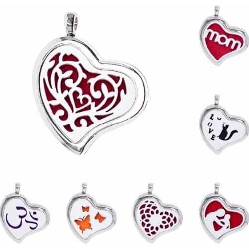 New Mom and Kid Yoga Butterfly Heart shape Aromatherapy Locket Perfume Essential Diffuser Locket pendant necklace As Gift