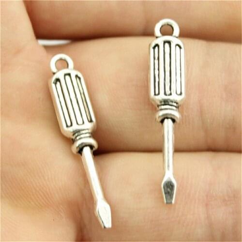 Wholesale Jewelry Lots Antique Silver Color 31x6mm Screwdriver Charm Necklace Korean Fashion 5 Pieces