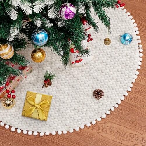 IMIKEYA 91cm Christmas Tree Plush Skirt Furry Xmas Tree Base Cushion Mat Holiday Christmas Ornaments Home Party Decoration