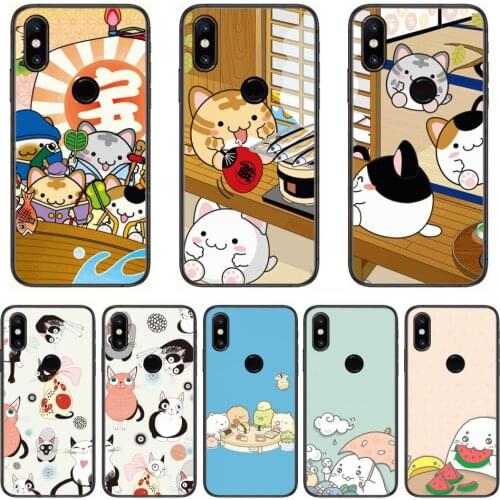 Lovely Japan Cartoon Animation Cat Dog Character Phone Case For xiaomi M2 C3 X3 F2 Lite NFC 6 5 x Poco k30 Pro Anime Black Cove