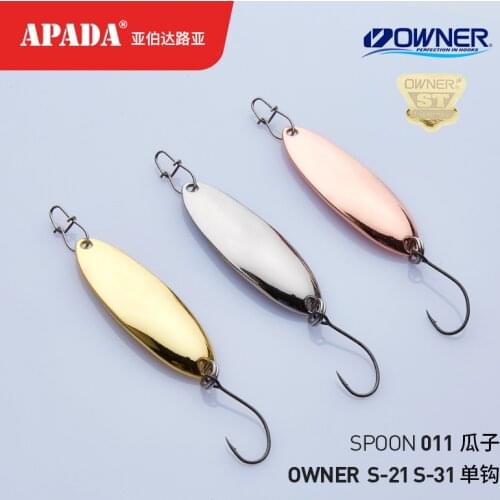 APADA Spoon 011 FMelon seeds 3g-10g OWNER Single Hook Zinc alloy Metal Spoon Fishing Lures Trout
