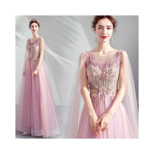 Pink shoulder veil beading embroidery long dress vintage medieval dress Renaissance princess Victoria dress