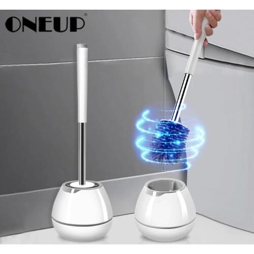 ONEUP TPR Soft Silicone Toilet Brush With Hide Tweezers Toilet Bowl Brush and Holder Set Cleaning Tool Bathroom Accessories Set