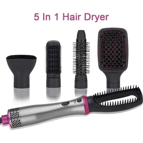 5 In 1 Hot Air Brush Protable Rotating Hair Dryer Comb Straightening&Culring brush Electric Hairbrush One Step Hair Styling Tool