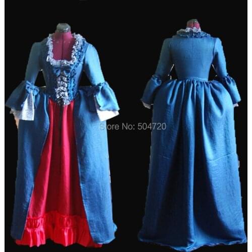 Tailored!Blue 18 Century French Duchess Retro medieval Renaissance Reenactment Theatre Civil war Victorian dress HL-365