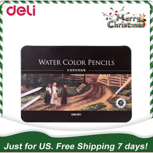 US. 7 Days Free Shipping Deli Right Point Color Pencil Water Soluble 48/78 Colors Watercolor Drawing School