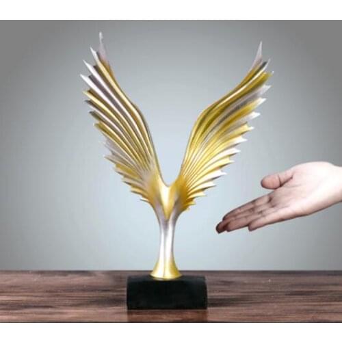 CREATIVE HOME DECOR EAGLE WING ABSTRACT SCULPTURE DECORATION FIGURINE DECORATIVE RESIN HAWK STATUE TV BACKGROUND XMAS GIFT