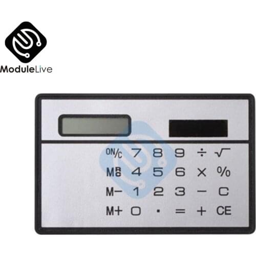 8 Digits Digital Display Ultra Thin Mini Slim Credit Card Solar Power Pocket Calculator