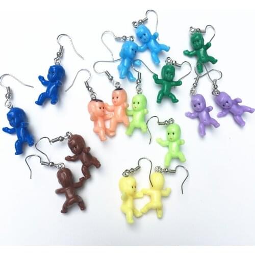 Unique Cool Burning Hair Earrings For Women Girls Retro Nostalgic Cute Doll Earrings Punk Exaggerated Jewelry