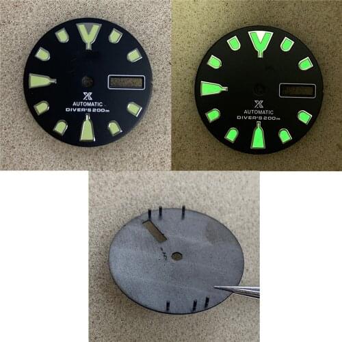 For NH36A Movement SKX007/009 Modified SBBN033/SBDX01 Green Luminous 28.5MM Watch Dial