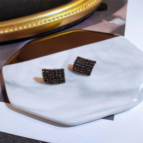 Milangirl Delicated Cubic Zirconia Sqaure Geometric Stud Earrings for Women Full Iced Out Crystal Rhinestone Earrings Jewelry