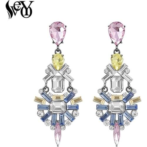 VEYO Crystal Drop Earrings For Women Luxury Long Earrings Geometric Hot Sale High Quality