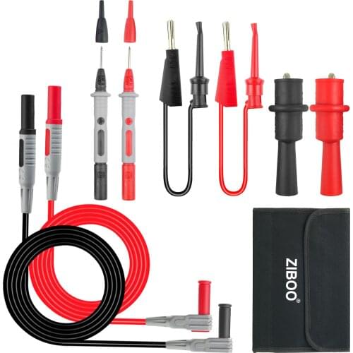 ZIBOO KIT-11 Multimeter Test Leads Kit Alligator Clips and Plunger Test Mini Hooks Test Probes 1000V 10A CAT III & CAT IV 600V