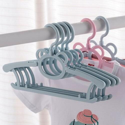 10pcs/lot Plastic Childrens Clothes Hangers Size Adjustable Baby Hanger Multifunctional Household Drying Rack for Kid Coat Pant