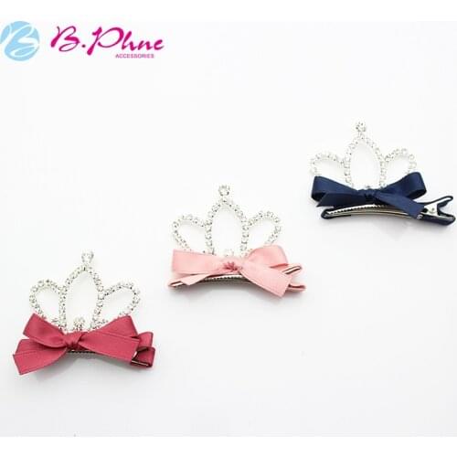 New Korean Dog accessories Crown Pet hairpin Yarn Pearl Dog hair clip Pet Grooming 10pcs