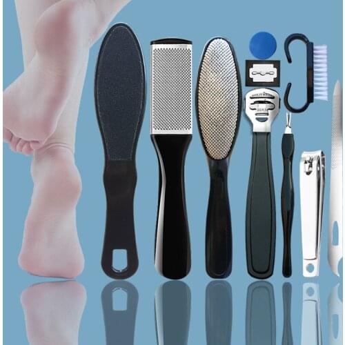 Hot 10 in 1 Professional Foot Care Kit Pedicure Tools Set Stainless Steel Foot Rasp Dead Skin Remover Clean Toenail Care Kit