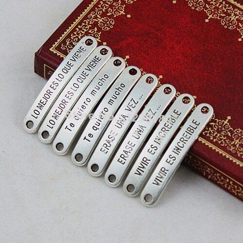 100pcs/lot Mix Styles Antique Silver Spanish Connectors Pendant Tibetan silver Bracelet Clasps Beads 44x7mm (K00790)