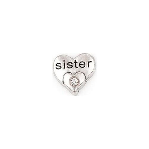 20PCS/lot Silver Plated Crystal Sister Word Letter Charm, DIY Heart Floating Locket Charms Fit For Magnetic Glass Memory Locket