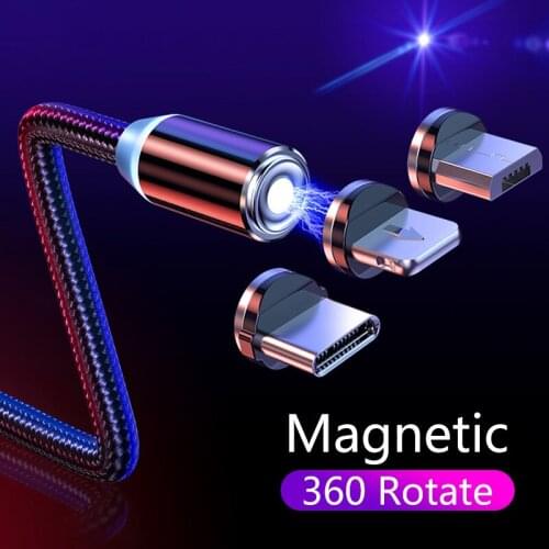 3In1 Magnetic Charge Cable For iPhone Samsung Android Fast Charging Magnet Charger Micro USB Type C Cable Mobile Phone Cord Wire