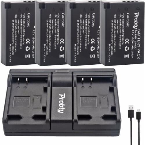 4Pcs Probty LP-E17 LP E17 Digital Battery + USB Dual Charger for Canon EOS 750D 760D 8000D M3 M5 Rebel T6i T6s KISS X8i Camera