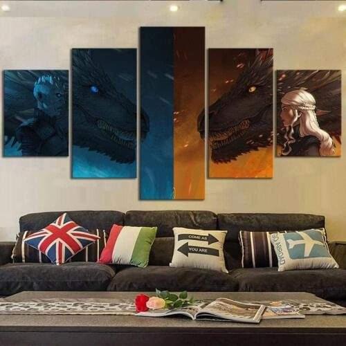 5 Piece Wall Art Canvas Anime Posters Dragon Image Pictures And Prints Home Decorative Modern Bedroom Decoration Paintings