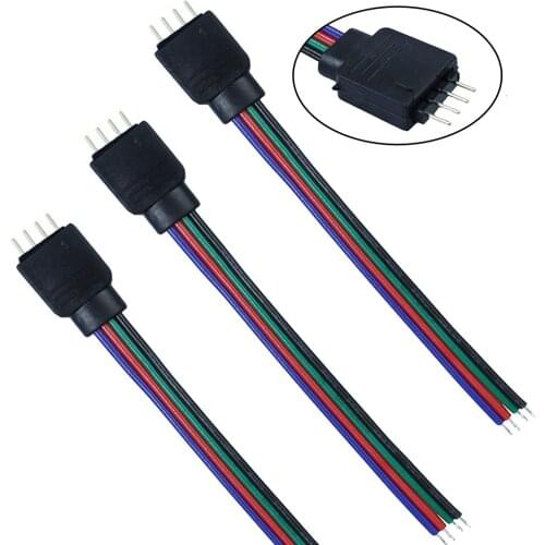 50Pcs 4Pin Male RGB Connectors Wire Cable For 3528 5050 SMD LED Strip Lights