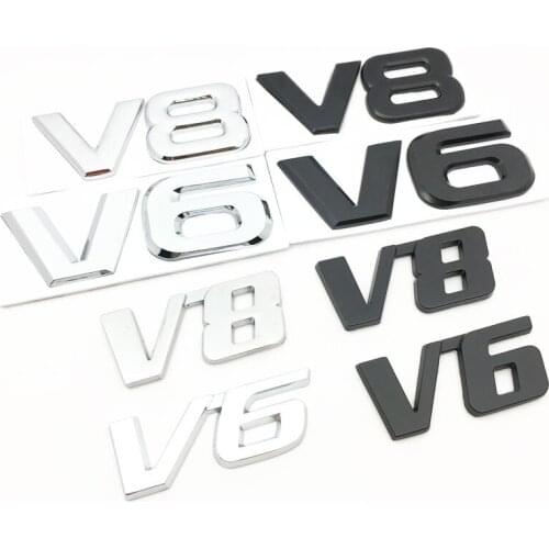 Car styling 3D metal V6 V8 logo sticker Car Side Trunk Rear Wing Emblem Decal for BMW Audi Ford Volkswagen Nissan Toyota Honda