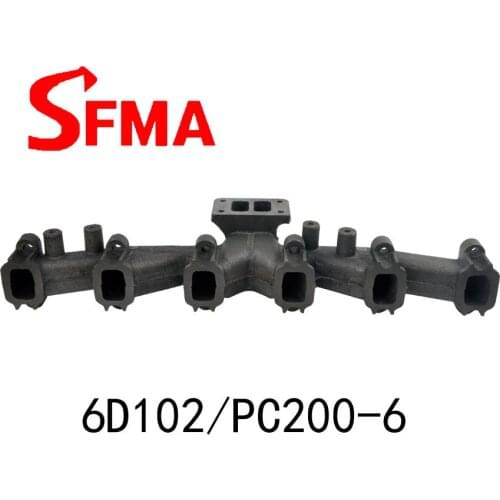 Free shipping for excavator accessories Komatsu pc200-6 6D102 exhaust branch engine cast steel digger parts