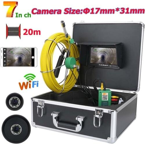 20M 7inch WiFi Wireless Industrial Pipe Sewer Inspection Video Camera System IP68 Waterproof 1000 TVL Camera