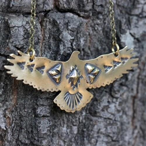 Vintage Men Women Gold Eagle Punk Thunderbird Animal Shape Pendant Necklace Statement Chain Necklace Fashion Party Jewelry Gifts
