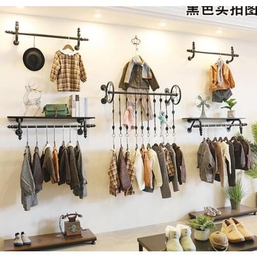 Childrens clothing store decoration creative clothing store display shelf wall childrens clothing store shelf hanging hanger w