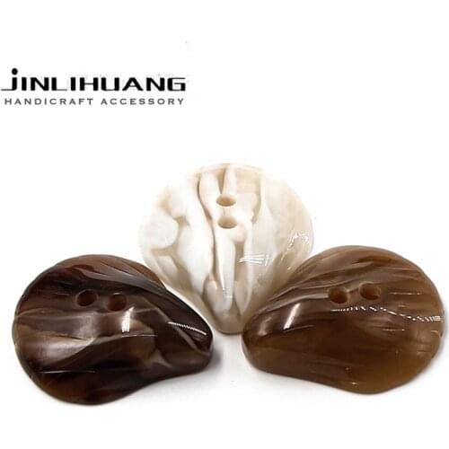 5pcs WaterDrop Shape Resin Coat Buttons Flatback Brown Beige White for Sewing DIY Craft Jacket Dress Cloth Decoration Accessory