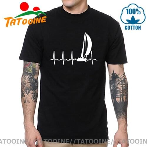 Tatooine Sailing T Shirt SAILING IN A HEARTBEAT T-Shirts Summer Graphic Tee Shirt Sailor Cotton Short Sleeve 4xl 5xl Mens Tshirt