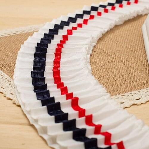 Quality no play 7.5 cm three color ruffle of lace Pleated skirt edge DIY clothing material Hot sale