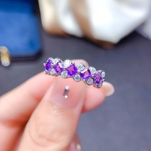 Graceful purple Amethyst gemstone ring for women 925 sterling silver ring natural gem birthday christmas gift