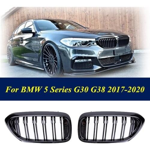 1 Pair Front Kidney Grille for Bmw New 5 Series G30 G38 2017-2020 Grille Gloss Black Front Bumper Slat Grill