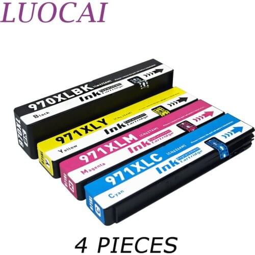 LuoCai 4 Pieces Ink Cartridges Compatible For HP970 HP971 HP 970 hp970 X451dn X451dw X551dw X476dn X476dw X576dw printers