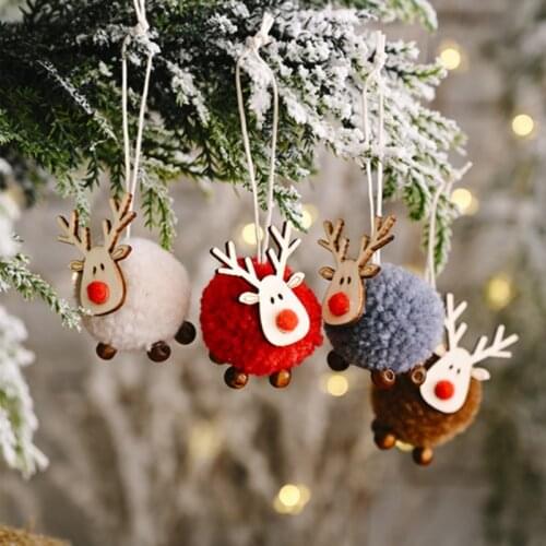 Cute Cloth Plush Deer Pendant Christmas Tree Decor Hanging Ornaments Christmas Decoration Xmas 2021 New Year Xmas Party Decor