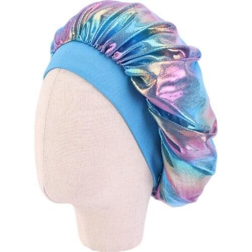 Fashion Hair Bonnet Satin Silky Big Bonnet Kids Children Sleep Cap Headwrap Hat Q1FE