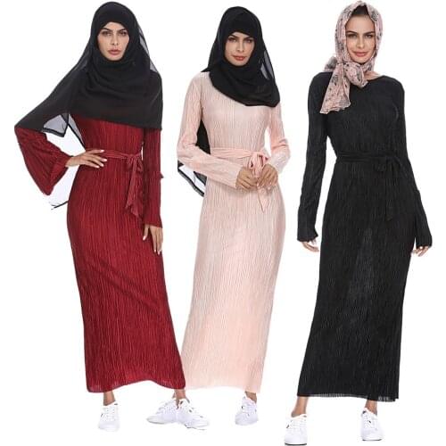 Ramadan Muslim Dress Women Eid Abaya Dubai Turkey Arab Khimar Islamic Clothing Kaftan Sash Long Robe Himar Caftan Hijab Dresses