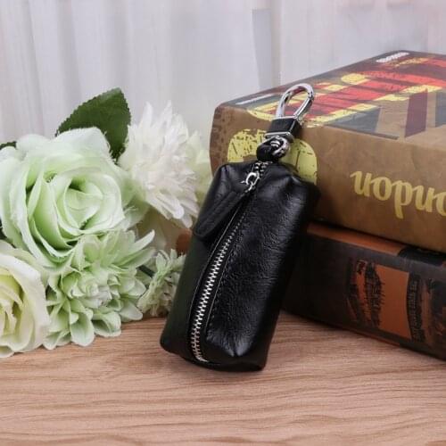 Men Women Synthetic Leather Car Key Ring Holder Case KeyChain Purse Bag Coin