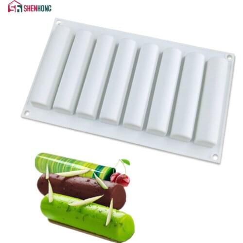 New 8 Holes Strip Shape Silicone 3D Cake Molds For Baking Ice Moule DIY Pastry Decorating Dessert Chocolate Mould Mousse