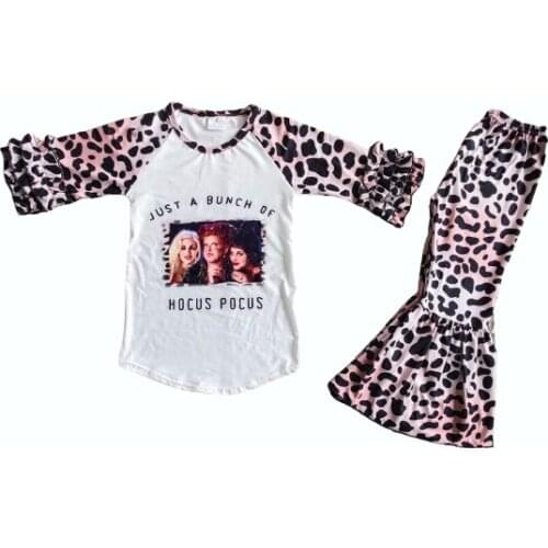 New autumn and winter hot selling little girl set two piece Leopard Print Long Sleeve + flared pants for baby 0-16 years old20