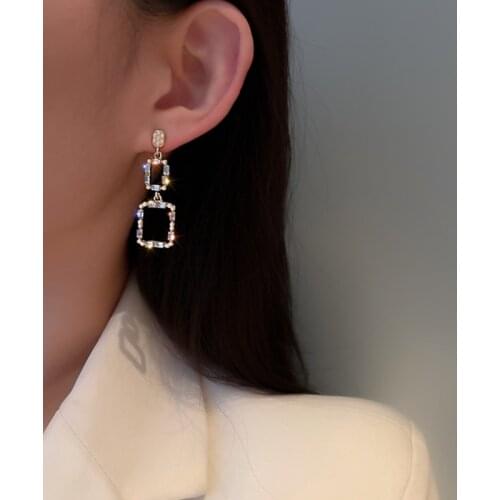 New personality creative hollow square pendant earrings luxury fashion casual dance party earrings for women holiday gifts