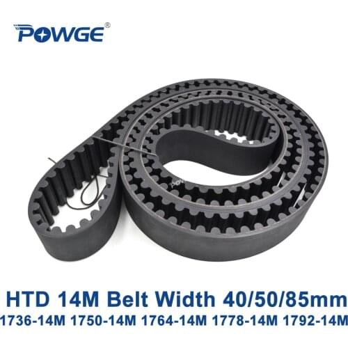 POWGE HTD 14M synchronous belt C=1736/1750/1764/1778/1792 width 40/50/85mm Teeth 124 125 126 127 128 HTD14M 1736-14M 1778-14M